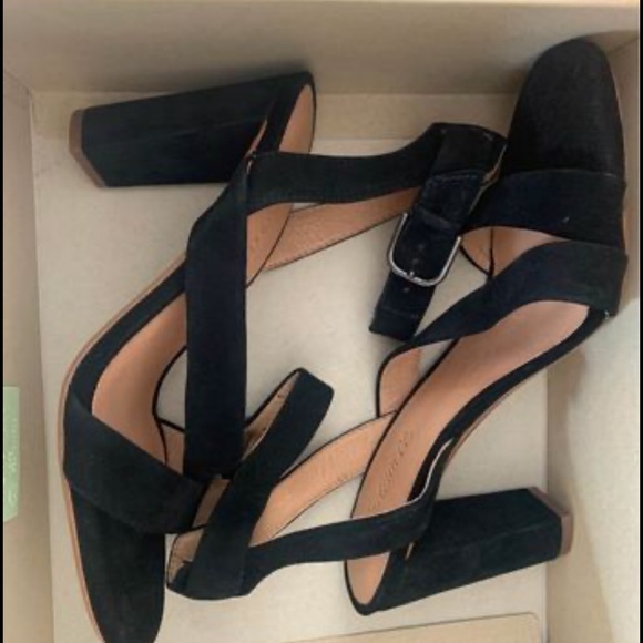 NIB Madewell Liv Heeled Special Occasion Sandals Suede - Picture 2 of 4